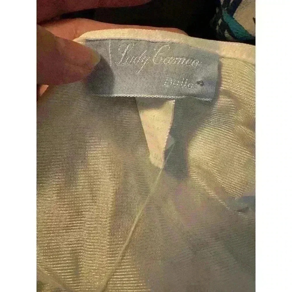 VINTAGE LADY CAMEO of Dallas WHITE SIZE MEDIUM NYLON ROBE Bridal 70s Nightgown - Picture 6 of 9